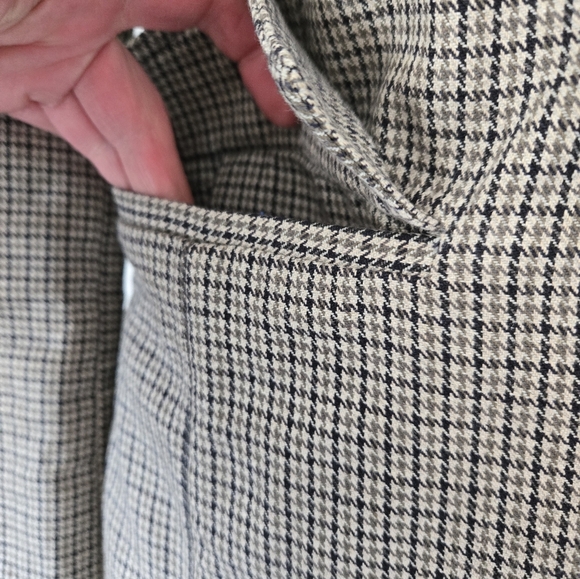 ZARA TRAFALUC herringbone cotton tweed lightweight cream/black/Grey blazer. MED - Picture 8 of 13